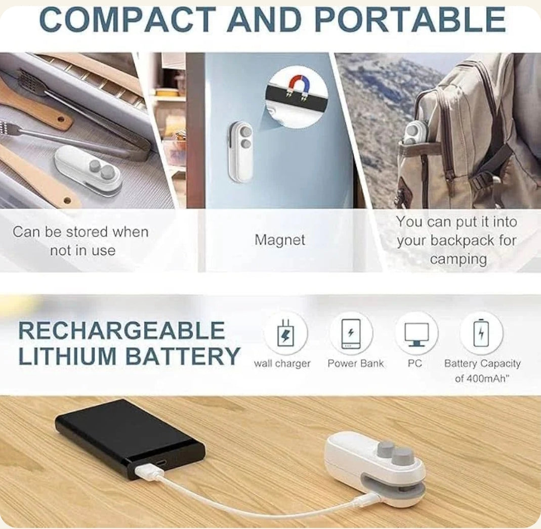 QuickSeal™ – Portable Mini Sealer | No Preheating Needed